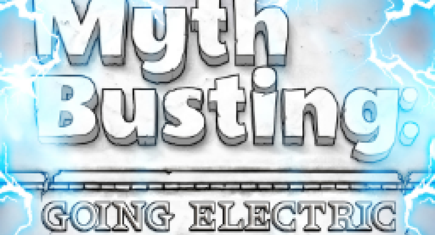Drawing of words myth busting going electric
