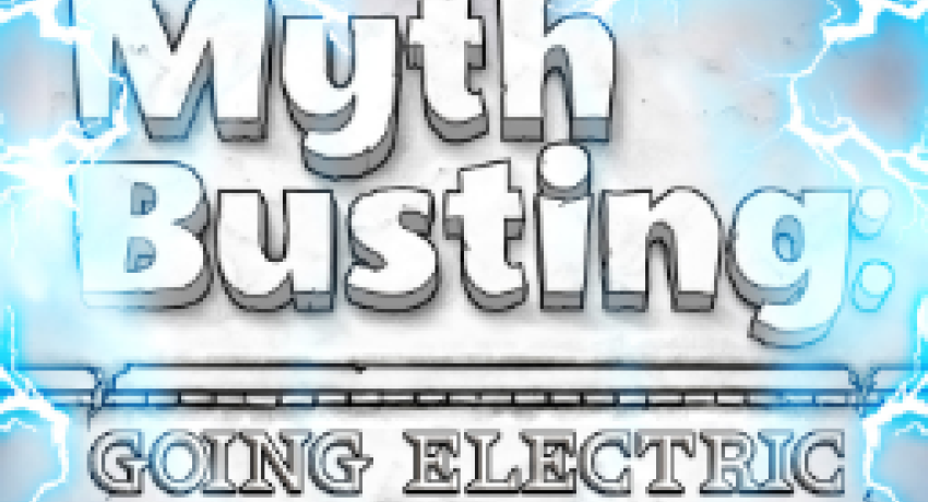 Drawing of words myth busting going electric