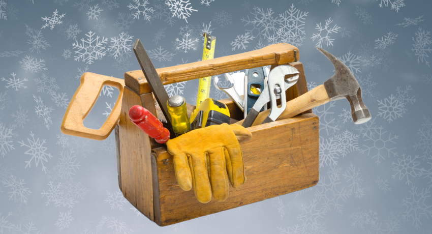 toolbox with snow in background