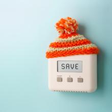 Thermostat covered by miniature knitted hat