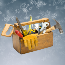 toolbox with snow in background